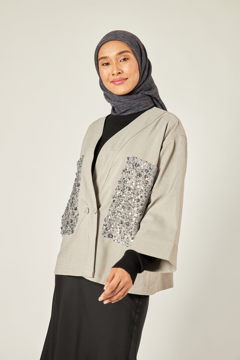 Buy Lucille Grey Sequin Kimono | Mimpikita