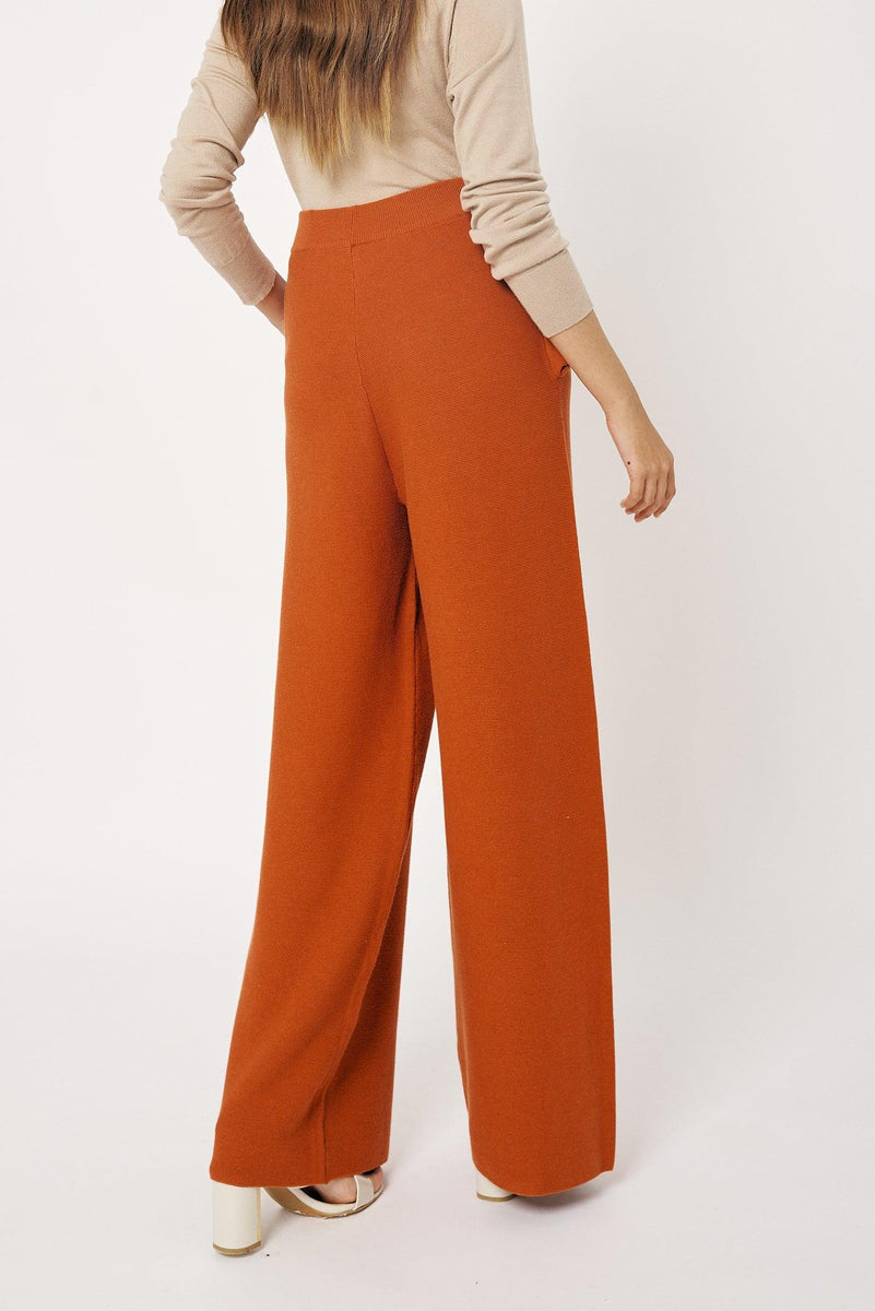 Buy Burnt Orange High Waist Wool Pants | Mimpikita